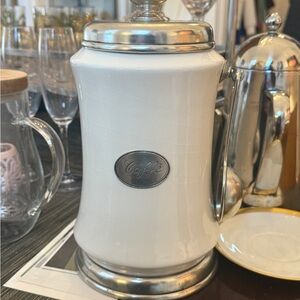 Arte Italica White and Silver Coffee Canister